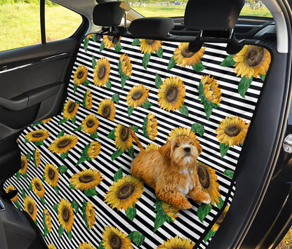 Stripe Sunflower Pattern Print Pet Car Back Seat Cover