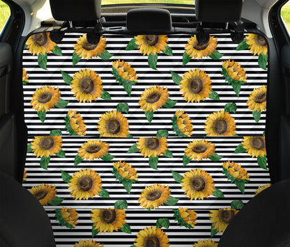 Stripe Sunflower Pattern Print Pet Car Back Seat Cover