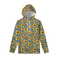 Stripe Sunflower Pattern Print Pullover Hoodie