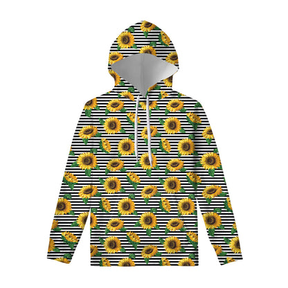 Stripe Sunflower Pattern Print Pullover Hoodie