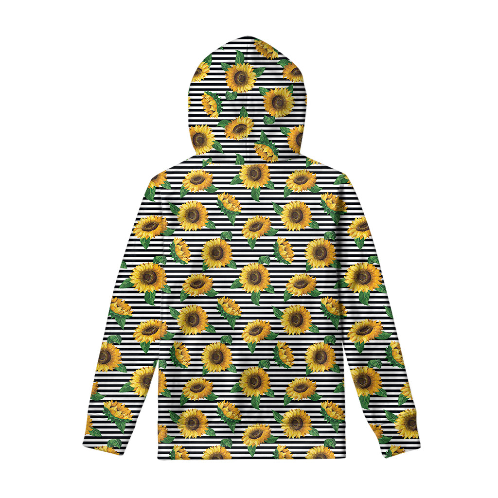 Stripe Sunflower Pattern Print Pullover Hoodie