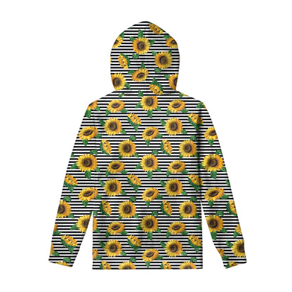 Stripe Sunflower Pattern Print Pullover Hoodie