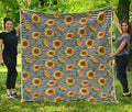 Stripe Sunflower Pattern Print Quilt