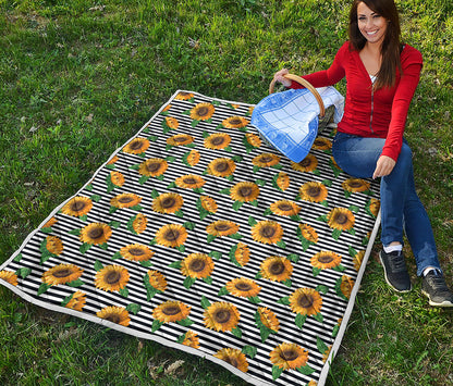 Stripe Sunflower Pattern Print Quilt