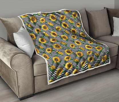 Stripe Sunflower Pattern Print Quilt