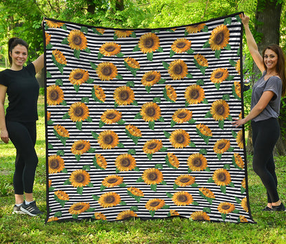 Stripe Sunflower Pattern Print Quilt
