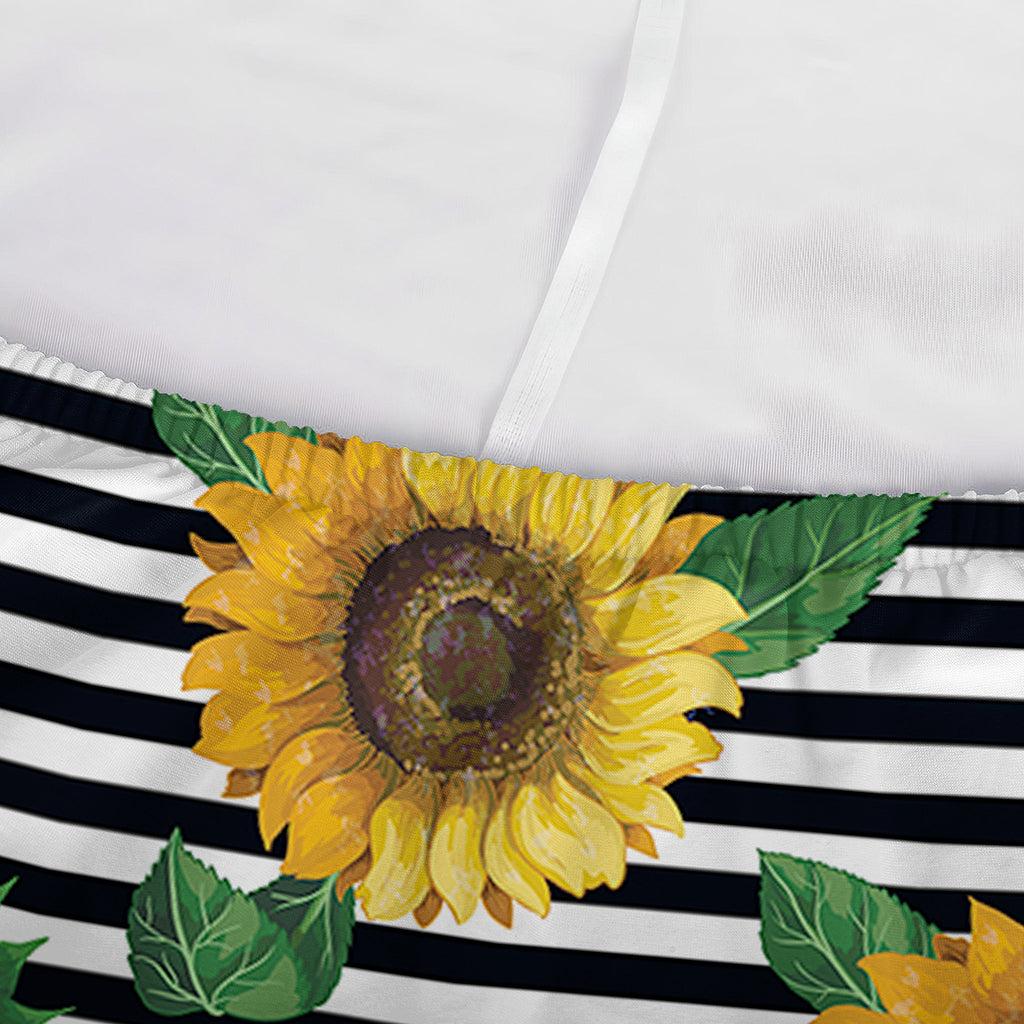 Stripe Sunflower Pattern Print Sofa Cover