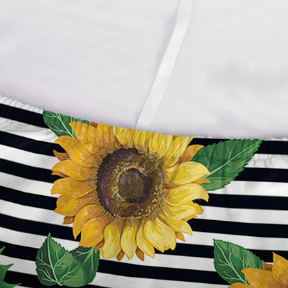 Stripe Sunflower Pattern Print Sofa Cover