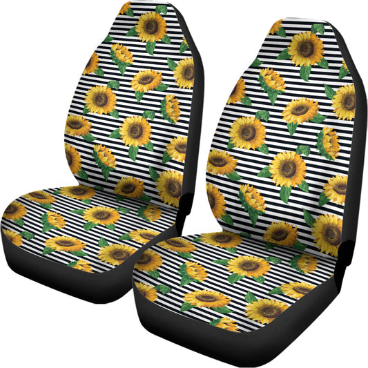 Stripe Sunflower Pattern Print Universal Fit Car Seat Covers