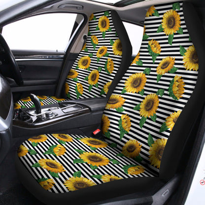 Stripe Sunflower Pattern Print Universal Fit Car Seat Covers
