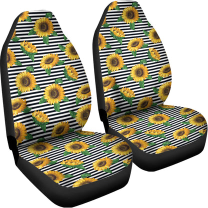Stripe Sunflower Pattern Print Universal Fit Car Seat Covers