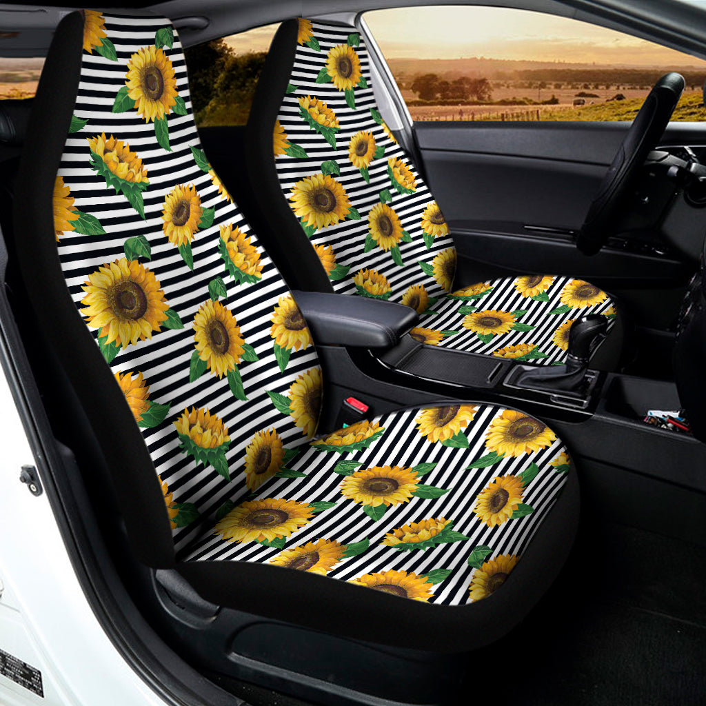 Stripe Sunflower Pattern Print Universal Fit Car Seat Covers