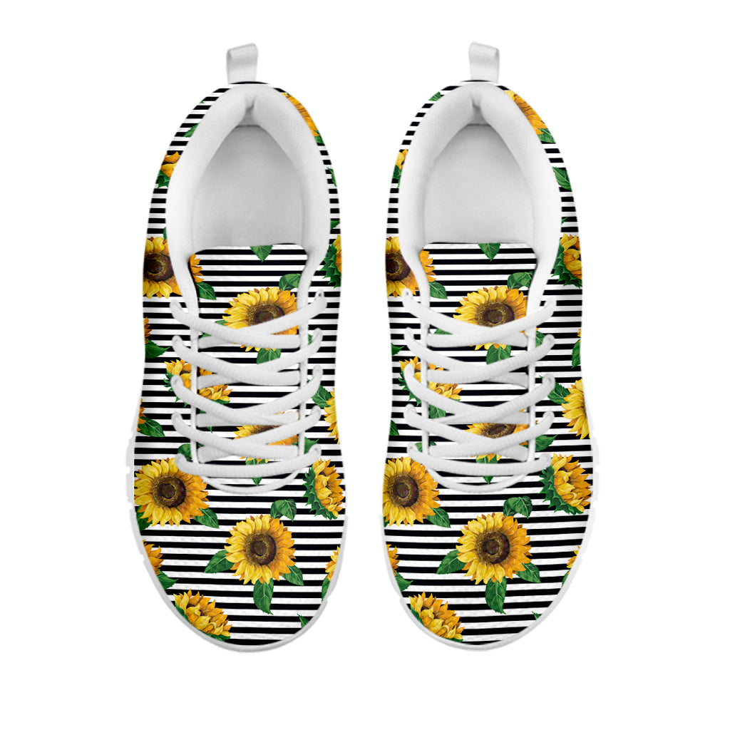 Stripe Sunflower Pattern Print White Sneakers