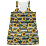 Stripe Sunflower Pattern Print Women's Racerback Tank Top