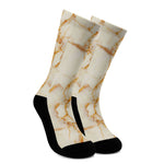 Sugar Brown Marble Print Crew Socks