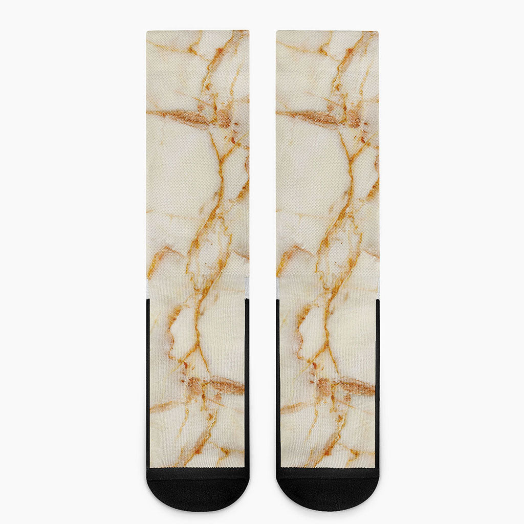 Sugar Brown Marble Print Crew Socks