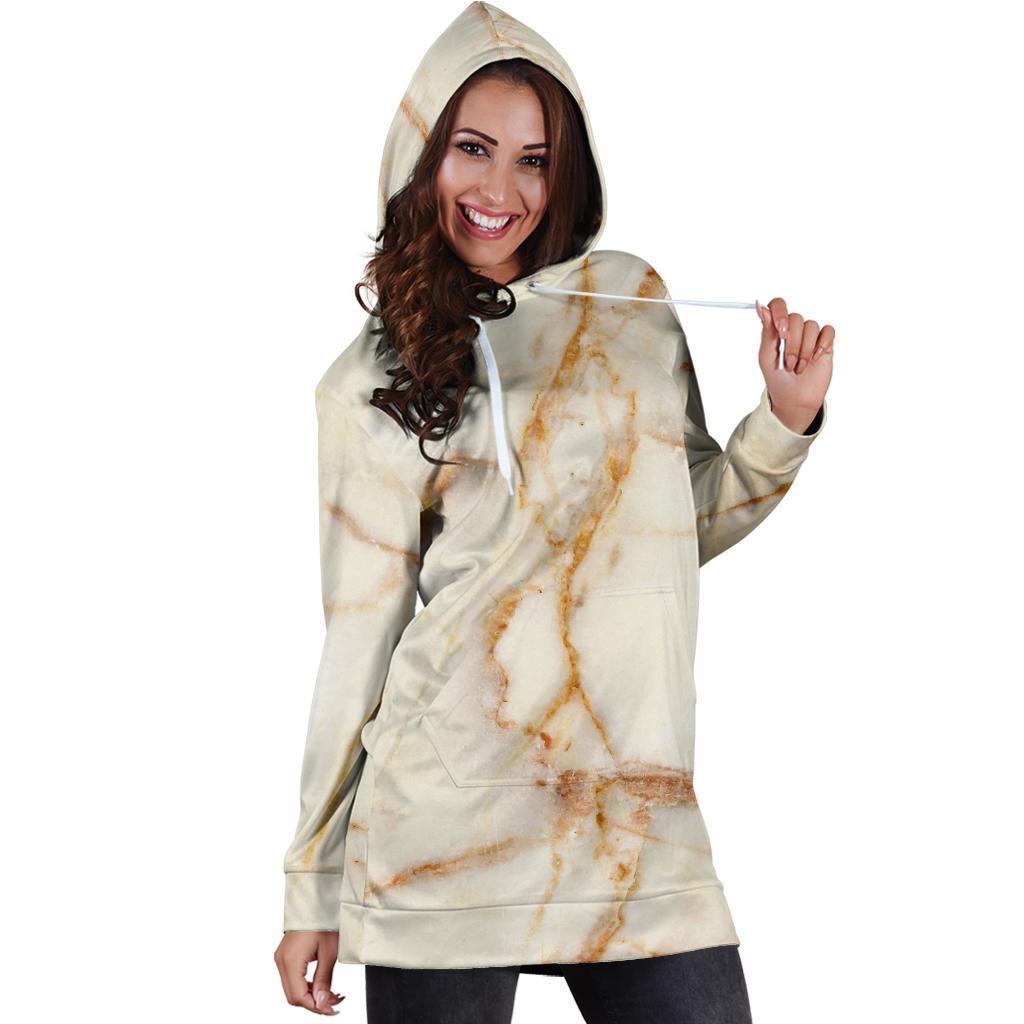 Sugar Brown Marble Print Hoodie Dress GearFrost