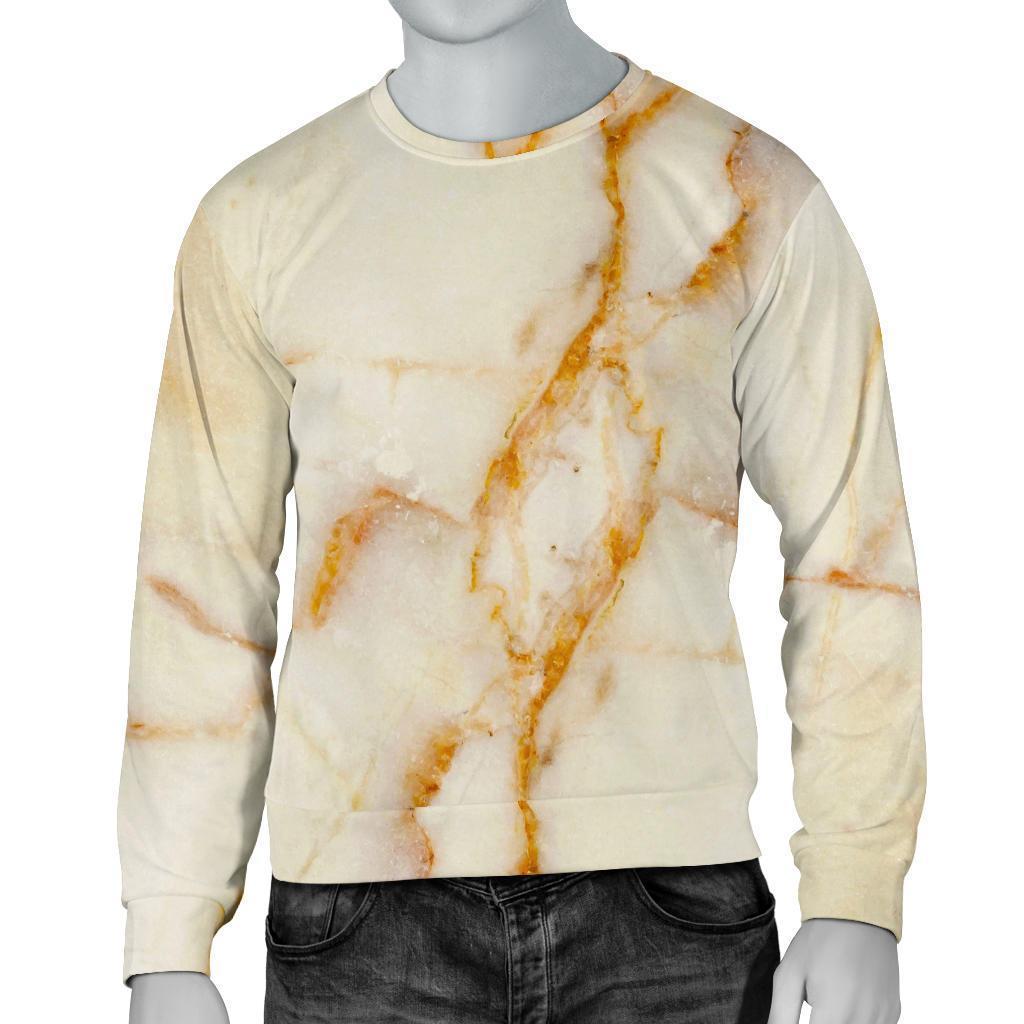 Sugar Brown Marble Print Men's Crewneck Sweatshirt GearFrost