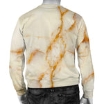 Sugar Brown Marble Print Men's Crewneck Sweatshirt GearFrost