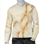 Sugar Brown Marble Print Men's Crewneck Sweatshirt GearFrost