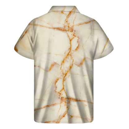 Sugar Brown Marble Print Men's Short Sleeve Shirt