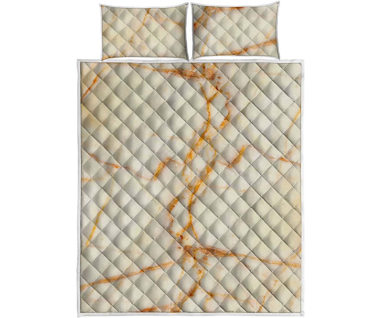 Sugar Brown Marble Print Quilt Bed Set