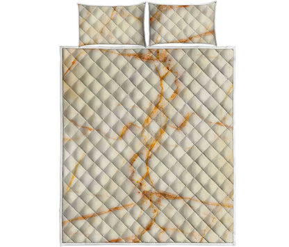 Sugar Brown Marble Print Quilt Bed Set