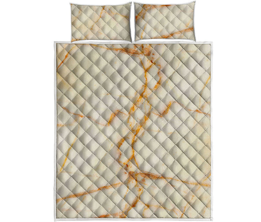 Sugar Brown Marble Print Quilt Bed Set