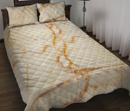 Sugar Brown Marble Print Quilt Bed Set