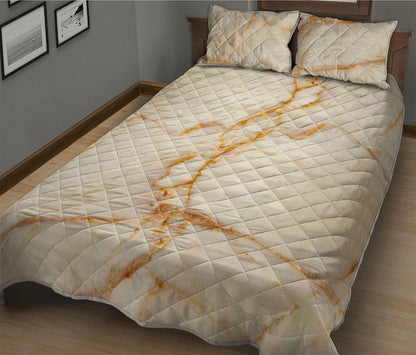 Sugar Brown Marble Print Quilt Bed Set