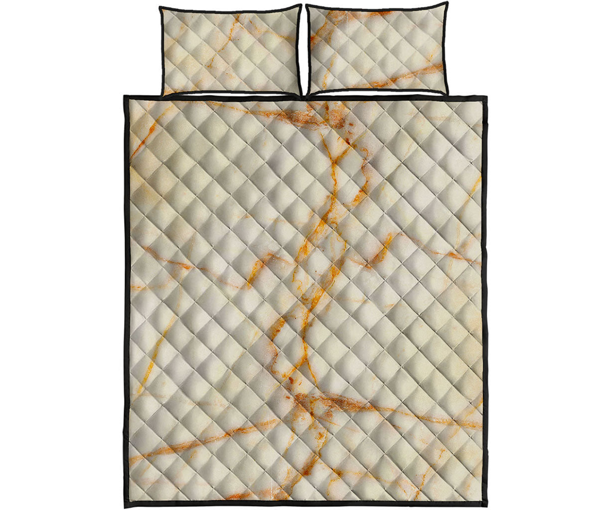 Sugar Brown Marble Print Quilt Bed Set