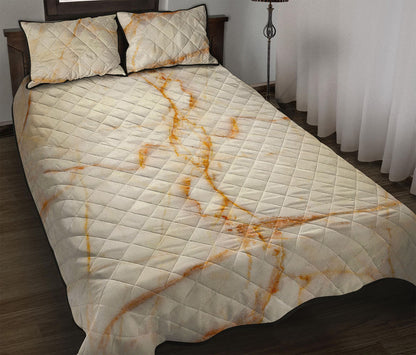 Sugar Brown Marble Print Quilt Bed Set