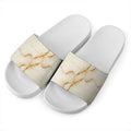 Sugar Brown Marble Print White Slide Sandals