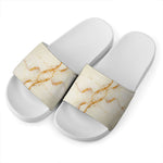 Sugar Brown Marble Print White Slide Sandals