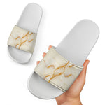 Sugar Brown Marble Print White Slide Sandals