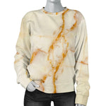 Sugar Brown Marble Print Women's Crewneck Sweatshirt GearFrost