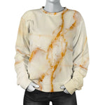 Sugar Brown Marble Print Women's Crewneck Sweatshirt GearFrost