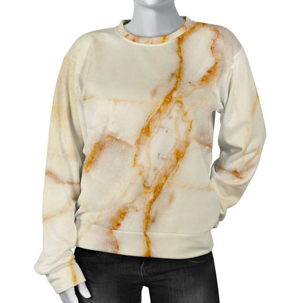 Sugar Brown Marble Print Women's Crewneck Sweatshirt GearFrost