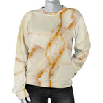 Sugar Brown Marble Print Women's Crewneck Sweatshirt GearFrost