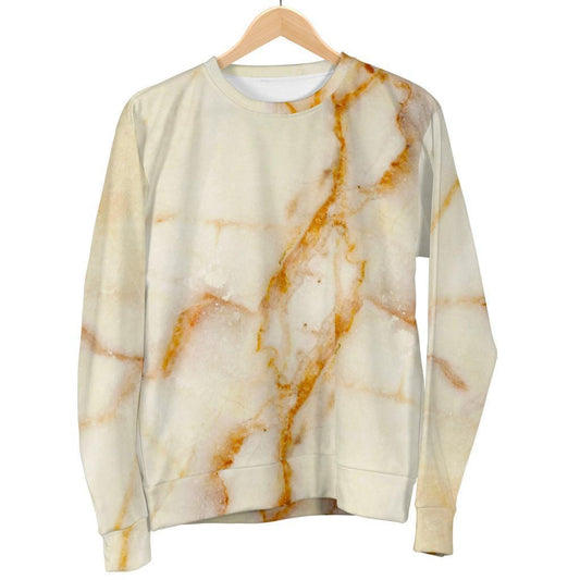 Sugar Brown Marble Print Women's Crewneck Sweatshirt GearFrost