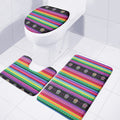 Sugar Skull Mexican Serape Pattern Print 3 Piece Bath Mat Set
