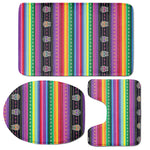 Sugar Skull Mexican Serape Pattern Print 3 Piece Bath Mat Set