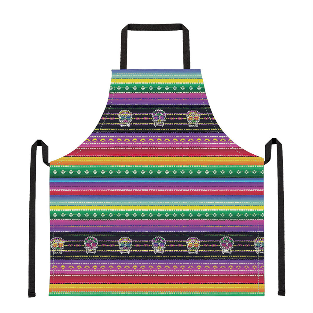 Sugar Skull Mexican Serape Pattern Print Apron