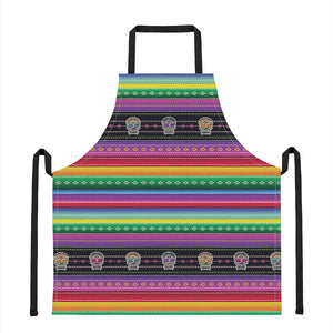 Sugar Skull Mexican Serape Pattern Print Apron