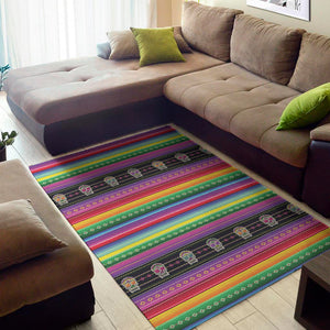 Sugar Skull Mexican Serape Pattern Print Area Rug