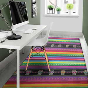 Sugar Skull Mexican Serape Pattern Print Area Rug