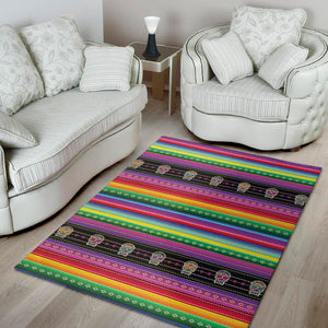 Sugar Skull Mexican Serape Pattern Print Area Rug