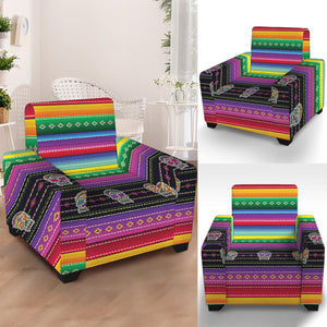 Sugar Skull Mexican Serape Pattern Print Armchair Slipcover