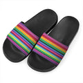 Sugar Skull Mexican Serape Pattern Print Black Slide Sandals