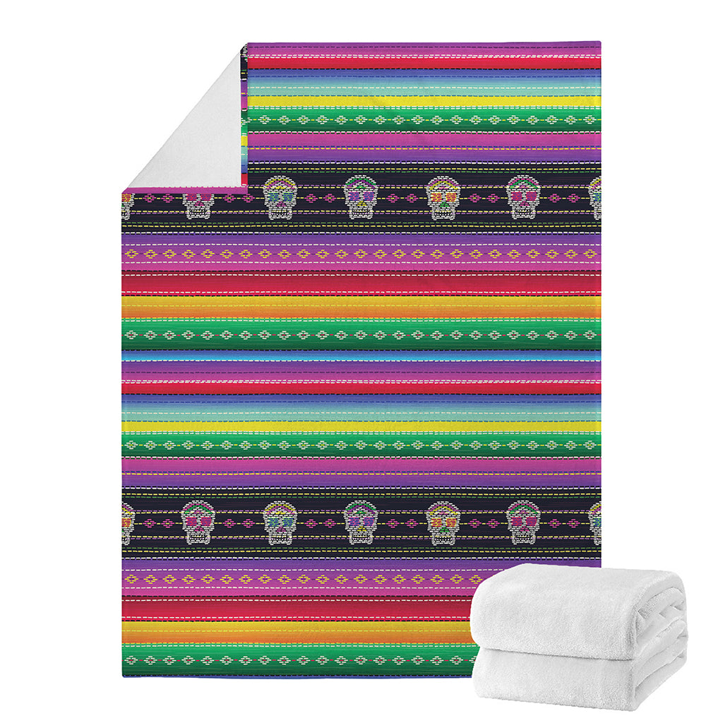 Sugar Skull Mexican Serape Pattern Print Blanket